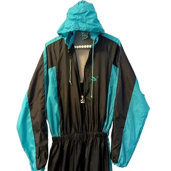 RARE Vintage 90s Puma Nylon Overalls Hooded size M - Picture 4 of 8